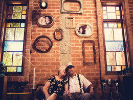 elderly couple in old house