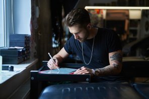 Global Talent Visa Man drawing on his ipad
